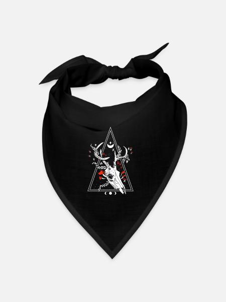 Gothic Deer Skull Moon Phase Witch Occult - Bandana Dreieckstuch - Schwarz