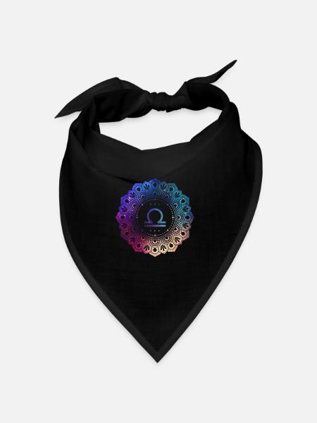 Waage Sternzeichen Symbol Mandala - Bandana Dreieckstuch - Schwarz