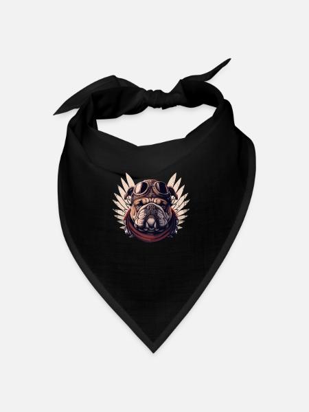 English Bulldog Biker Helmet Motorcycle Aesthetic - Bandana Dreieckstuch - Schwarz