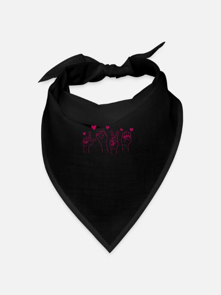 Valentinstag Liebe Zeichensprache Hand Herz Stumm - Bandana Dreieckstuch - Schwarz