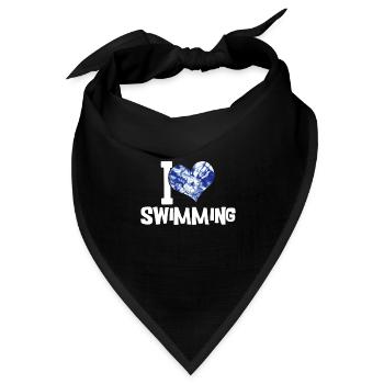 Schimmer Schwimmen I Love Swimming - Bandana Dreieckstuch - Schwarz - Vorne