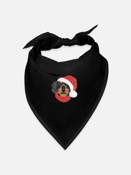 Rauhaardackel Frohe Weihnachten - Bandana Dreieckstuch - Schwarz