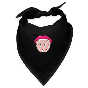 Dalmatiner Zunge - Bandana Dreieckstuch - Schwarz - Vorne