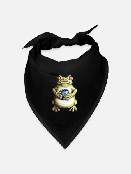 Kröte Frosch Kaffee - Bandana Dreieckstuch - Schwarz