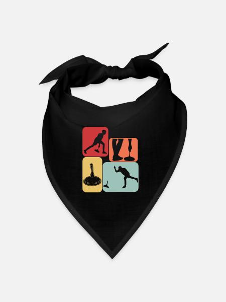 Stockschießen Retro Eisstock - Bandana Dreieckstuch - Schwarz