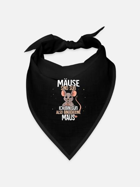 Mäuse Sind Süß Maus - Bandana Dreieckstuch - Schwarz