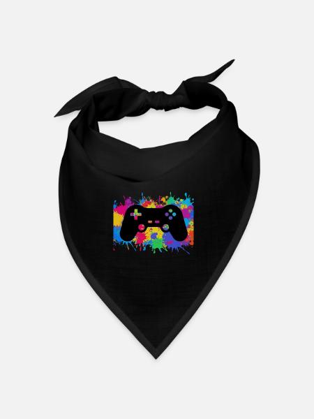 Gamer Gaming Controller Bunt rainbow Game Geschenk - Bandana Dreieckstuch - Schwarz
