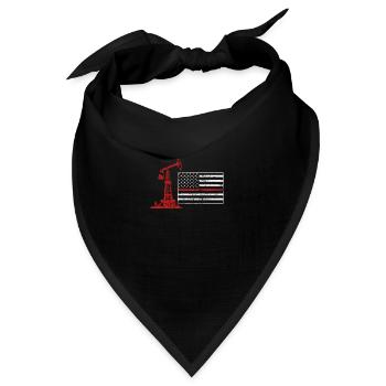 Ölfeld Bohrinsel US Flagge - Bandana Dreieckstuch - Schwarz - Vorne
