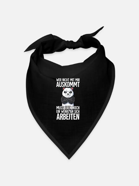 Panda Wer Nicht Mit Mir Auskommt - Bandana Dreieckstuch - Schwarz