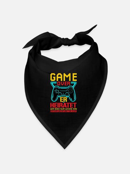 JGA Hochzeit Game Over Hochzeit Gamer Geschenk - Bandana Dreieckstuch - Schwarz
