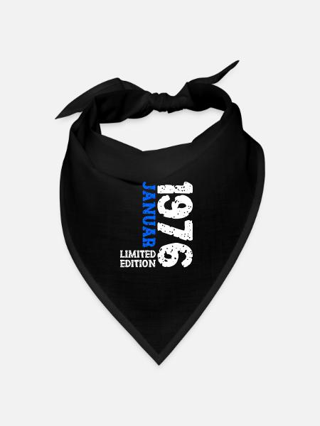 1976 Januar Limited Edition Deko Geburtstag Outfit - Bandana Dreieckstuch - Schwarz