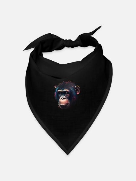 Schimpansen Affe Porträt - Bandana Dreieckstuch - Schwarz