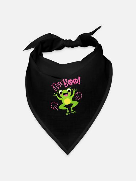 Frosch-Motiv, lustiger-Frosch, Boo-Halloween - Bandana Dreieckstuch - Schwarz
