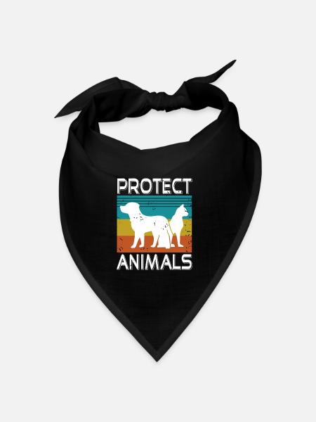 Protect Animals Retro Vintage Animal Protection - Bandana Dreieckstuch - Schwarz