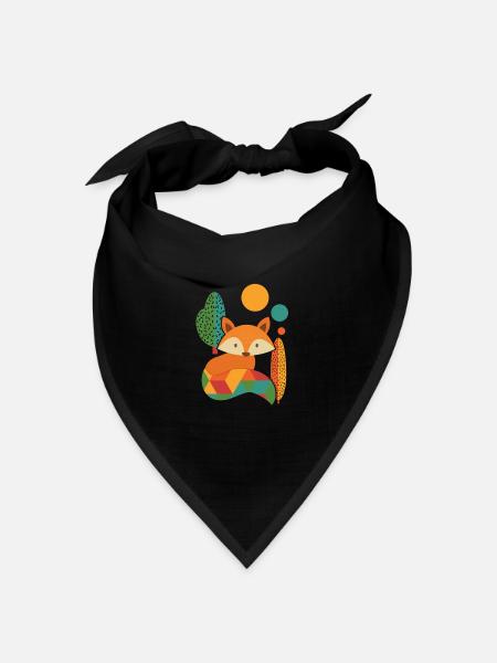 Fuchs Geometrisch - Bandana Dreieckstuch - Schwarz