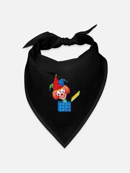 Fasching Kostüm Clown Kasper aus der Box Karneval - Bandana Dreieckstuch - Schwarz