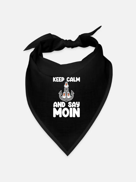 Nordsee Plattdeutsch Spruch Moin Möwe Anker - Bandana Dreieckstuch - Schwarz