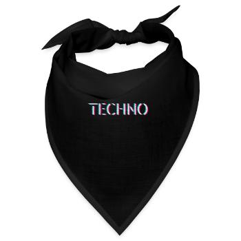 Techno Rave Festival Electro Musik Raver - Bandana Dreieckstuch - Schwarz - Vorne