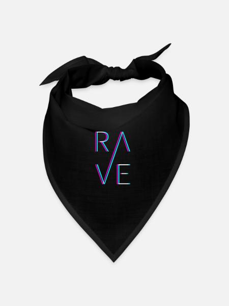 Techno Rave Festival Electro Musik Raver - Bandana Dreieckstuch - Schwarz