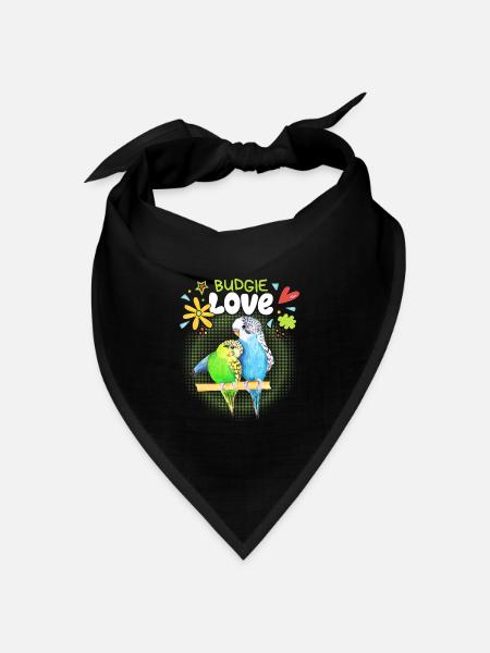 Wellensittich, verliebtes Pärchen, Sittiche - Bandana Dreieckstuch - Schwarz