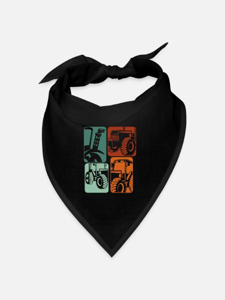Traktor Retro Treckerfahrer Trecker - Bandana Dreieckstuch - Schwarz