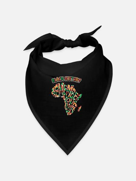 Afrika, Spruch Remember-Your-Roots, Black-History - Bandana Dreieckstuch - Schwarz