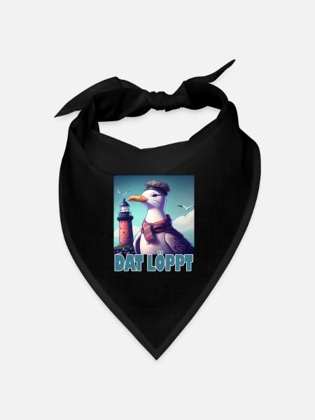 Dat Löppt Möwe Leuchtturm Meer Plattdeutsch Norden - Bandana Dreieckstuch - Schwarz