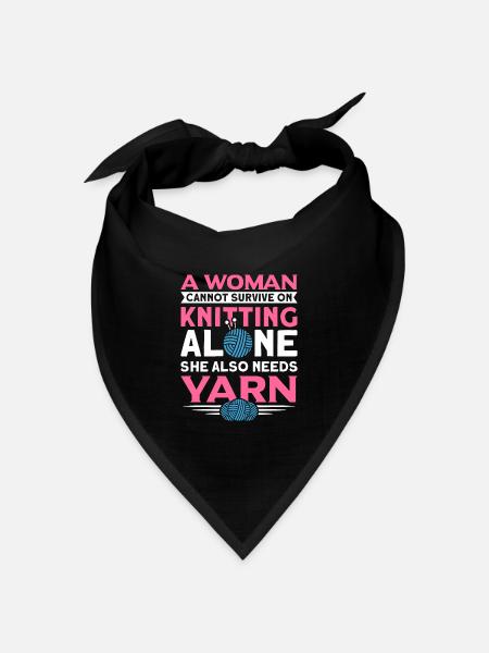 Handarbeit Stricken lustiger Strick Spruch - Bandana Dreieckstuch - Schwarz