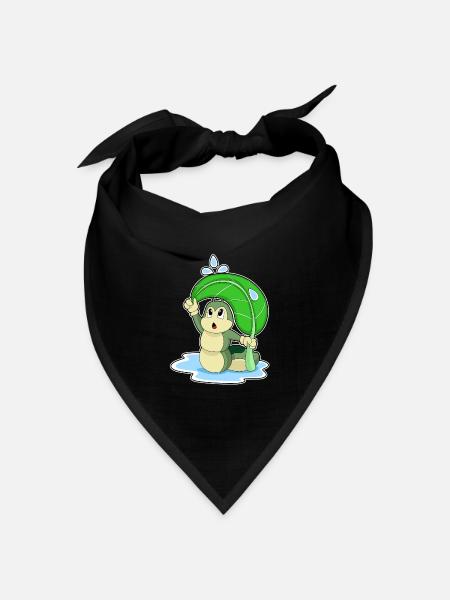 Raupe mit Blatt als Regenschirm - Bandana Dreieckstuch - Schwarz