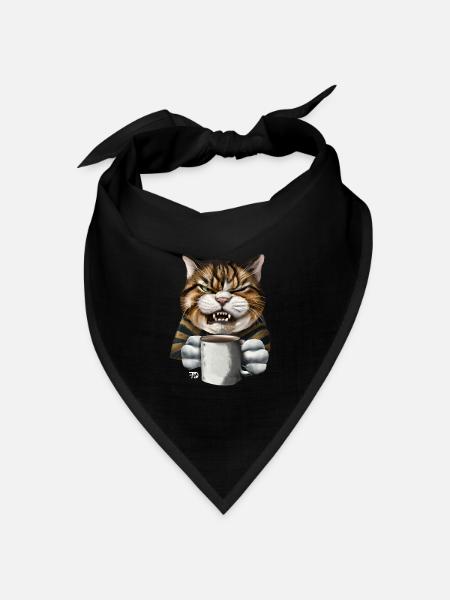 Katze mit schlechter Laune lustiges - Bandana Dreieckstuch - Schwarz