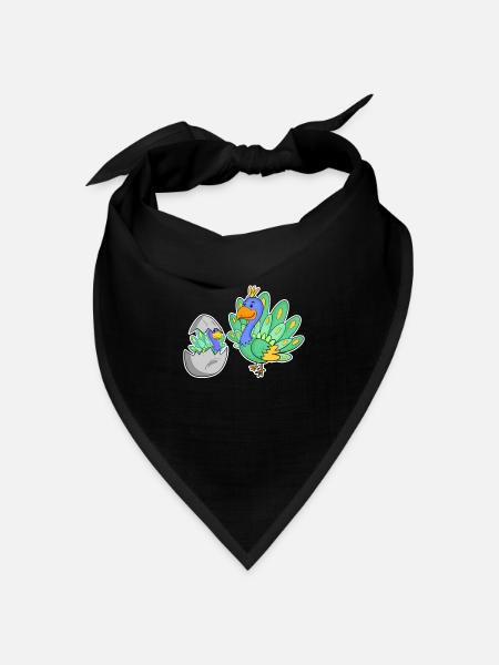 Pfau Familie - Pfau mit Baby - Pfau Motiv - Bandana Dreieckstuch - Schwarz