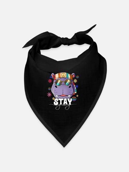 60er 70er Jahre Kostüm Stay Groovy Hippie - Bandana Dreieckstuch - Schwarz