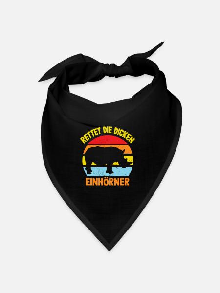 Rettet Die Dicken Einhörner - Bandana Dreieckstuch - Schwarz