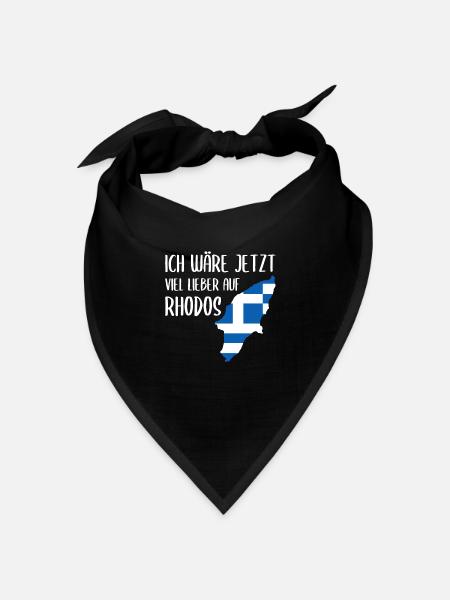Rhodos Insel Lustiger Spruch Urlaub Geschenk - Bandana Dreieckstuch - Schwarz