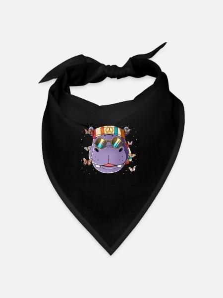 60er 70er Jahre Kostüm Groovy Hippie - Bandana Dreieckstuch - Schwarz