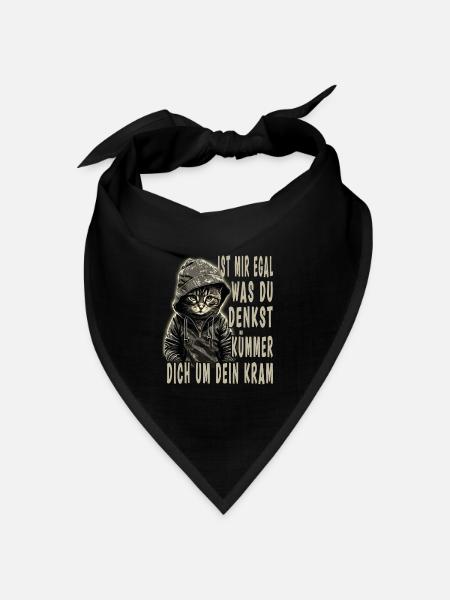 ist mir egal Katze - Bandana Dreieckstuch - Schwarz