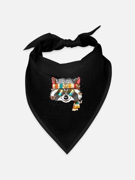 60er 70er Jahre Kostüm Groovy Hippie - Bandana Dreieckstuch - Schwarz