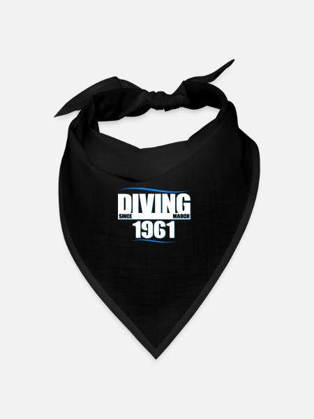Taucher Geburtstag - Diving since March 1961 - Bandana Dreieckstuch - Schwarz