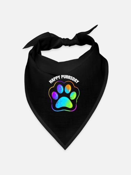 Colorful Cat Paw Print On Purrsday - Bandana Dreieckstuch - Schwarz