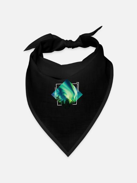 Polarlicht Nordlichter Aurora Borealis - Bandana Dreieckstuch - Schwarz