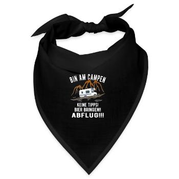 Bin am Campen Wohnmobil Womo Urlaub Camping - Bandana Dreieckstuch - Schwarz - Vorne