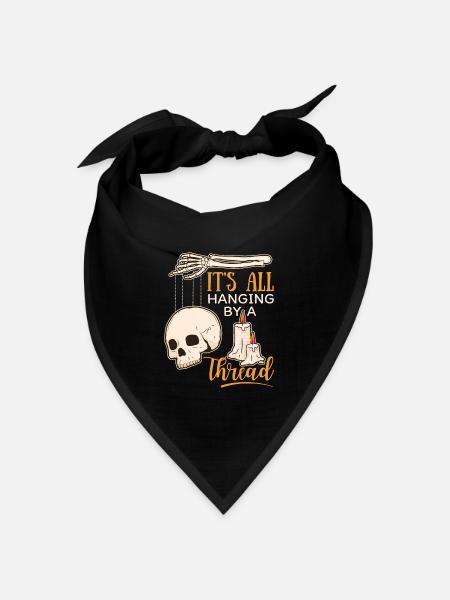 Skull Totenkopf, Marionette, Skelett Hand, Spruch - Bandana Dreieckstuch - Schwarz