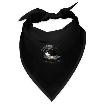 Schönes Fisch Desing für Hechtangler und Raubfisch - Bandana Dreieckstuch - Schwarz - Vorne