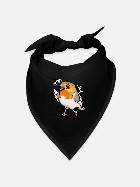 Rotkehlchen Vogel Kawaii Emoticon - Bandana Dreieckstuch - Schwarz