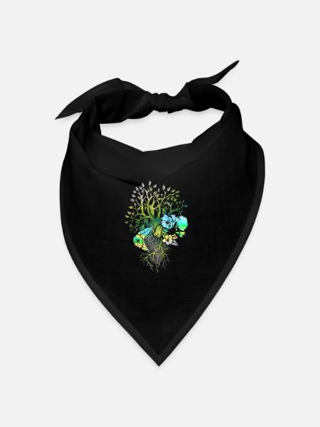 Anatomisches Herz und Blumen - Bandana Dreieckstuch - Schwarz