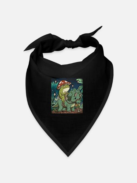 Cottagecore Frosch - Bandana Dreieckstuch - Schwarz