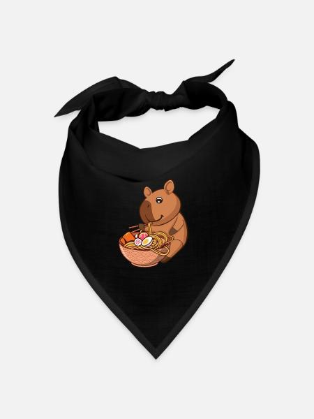 Capybara Japanische Nudelsuppe - Bandana Dreieckstuch - Schwarz