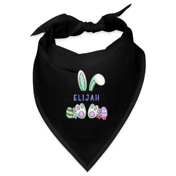 Osterhase, Hase, niedlich - Elijah - Bandana Dreieckstuch - Schwarz - Vorne