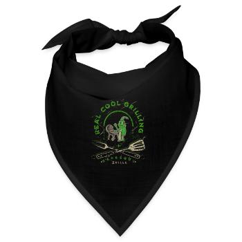 Lustiges Grille am Bratort Barbecue - Bandana Dreieckstuch - Schwarz - Vorne