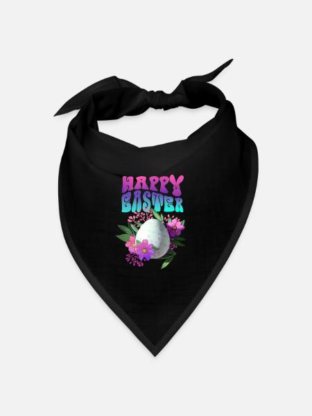 Frohe Ostern Osterei Floral - Bandana Dreieckstuch - Schwarz